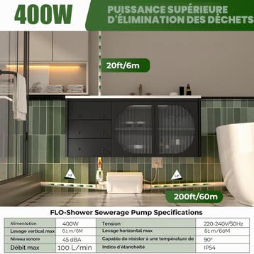 Pompe relevage 400W - 6m/60m - 3 entrees - Jusqua epuise..., Verzenden
