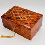 Sieradendoos - Hout (thuja), Hout, Parelmoer, Marquetterie,