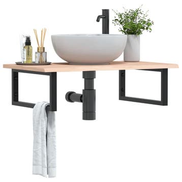 vidaXL Badkamer wandschap staal en massief eikenhout, Verzenden