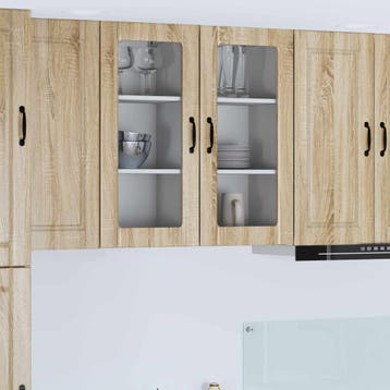 vidaXL Wandglas Kasten PORTO 2 st Sonoma Eik Bewerkt hout, Huis en Inrichting, Verzenden, Nieuw
