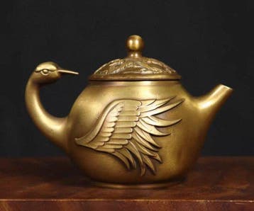 Théière - Bronze - Théière en laiton en forme doiseau