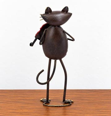 sculptuur, Cat Musician with Fiddle Decorative Sculpture -