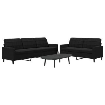 vidaXL 2-delige Loungeset met kussens fluweel zwart, Verzenden, Nieuw