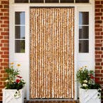 vidaXL Vliegengordijn 90x220 cm chenille oker en wit, Verzenden, Nieuw