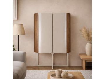 Veiling - Wandkast Walnoot - 160cm - Notenhout bruin - Creme