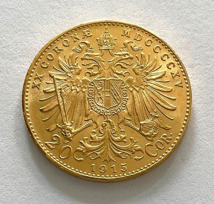 Oostenrijk. Franz Joseph I. 20 Corona 1915 / Restrike, Timbres & Monnaies, Monnaies | Europe | Monnaies non-euro
