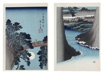 Koyo Saruhashi no Zu, Vertical Diptych Oban Ukiyo-e ()