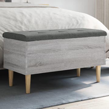 vidaXL Opbergbankje 82x42x46 cm bewerkt hout grijs sonoma, Verzenden, Nieuw