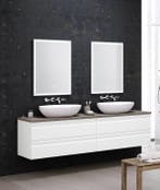 TERRA 2 METER / Hoogglans wit met eiken Topblad Badmeubel, Ophalen of Verzenden, Nieuw