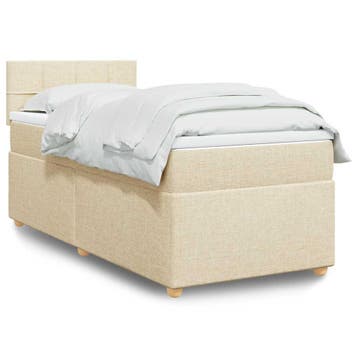vidaXL Boxspring met matras stof crèmekleurig 80x200 cm, Verzenden, Nieuw
