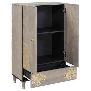 vidaXL Highboard Grijs en Goud 60 x 33 x 100 cm Massief, Huis en Inrichting, Verzenden, Nieuw