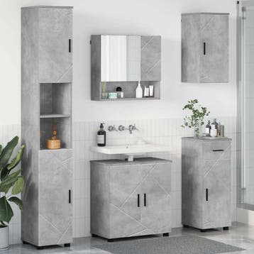 vidaXL Badkamermeubel Set 5 st Beton Grijs 61 x 35 x 64 cm, Huis en Inrichting, Verzenden, Nieuw