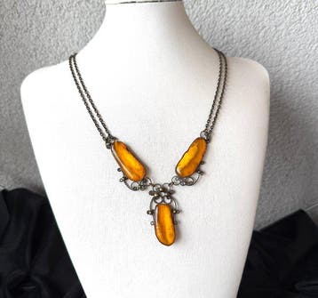 Oud Art-Deco-sieraad met één steen Baltisch amber, 24 g -, Verzamelen