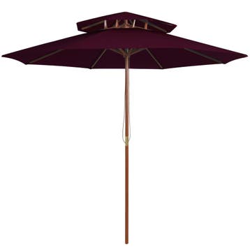 vidaXL Parasol dubbeldekker met houten paal 270 cm, Verzenden, Nieuw