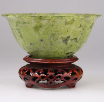 Kom - Steen, serpentijn - Chinese Serpentine Bowl, Antiek en Kunst