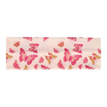 Haarband Stof 8cm - Vlinder Print - Creme Roze Groen, Nieuw
