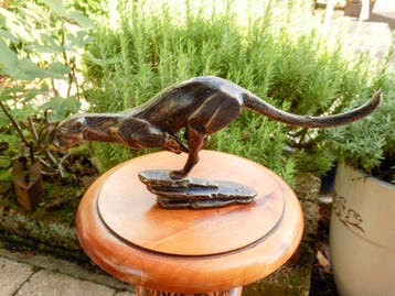 sculptuur, Art Deco Jaguar - Gietijzer - 14 cm - Gietijzer -