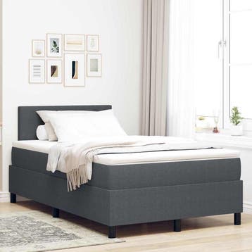 vidaXL LED Box Spring Bed Donkergrijs en Wit 120 x 190 cm, Verzenden, Nieuw