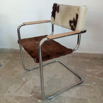 Fauteuil - Fauteuil cantilever - Acier, Fourrure - Chaise en
