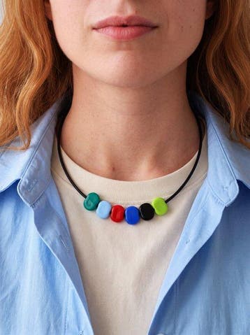Murano-glas, ondergedompeld zilver - Choker halsketting -