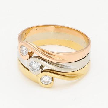 Bague - 18 carats Or jaune, Or blanc, Or rose Diamant, Bijoux, Sacs & Beauté