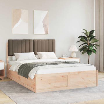 vidaXL Bedframe met Gevoerde Hoofdbord Taupe 140 x 190 cm, Verzenden, Nieuw