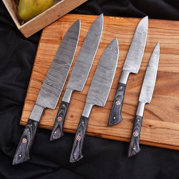 Couteau de cuisine - Pakka Wood et acier plié fait à la main