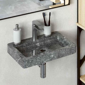 vidaXL Wastafel wandgemonteerd 38x24x6,5 cm marmer grijs, Verzenden, Nieuw