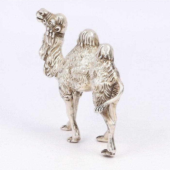 NO RESERVE - Miniatuur Kameel - Beeldje - .925 zilver,, Antiek en Kunst, Antiek | Zilver en Goud
