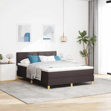 vidaXL LED Box Spring Bed met hoofdeinde Donkerbruin 160 x, Huis en Inrichting, Slaapkamer | Bedden, Verzenden, Nieuw