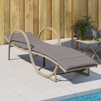 vidaXL Ligbed met kussen 60x199x42 cm poly rattan beige, Verzenden, Nieuw