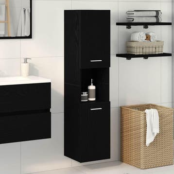 vidaXL Badkamerkast Zwart Eiken 30 x 30 x 130 cm Bewerkt, Verzenden