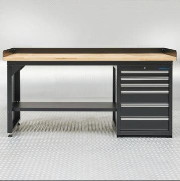 Datona Werkbank PRO met eiken werkblad en 6 lades - 200 cm, Ophalen of Verzenden