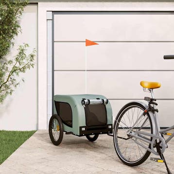 vidaXL Hondenfietstrailer oxford stof en ijzer grijs en, Verzenden