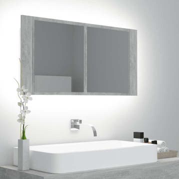 vidaXL Badkamerkast met spiegel en LED 90x12x45 cm acryl, Verzenden, Nieuw