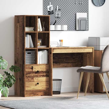 vidaXL Bureau Oudhout 125,5 x 40 x 127 cm 2 st, Verzenden