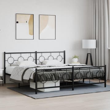vidaXL Bedframe met hoofd- en voeteneinde metaal zwart, Verzenden