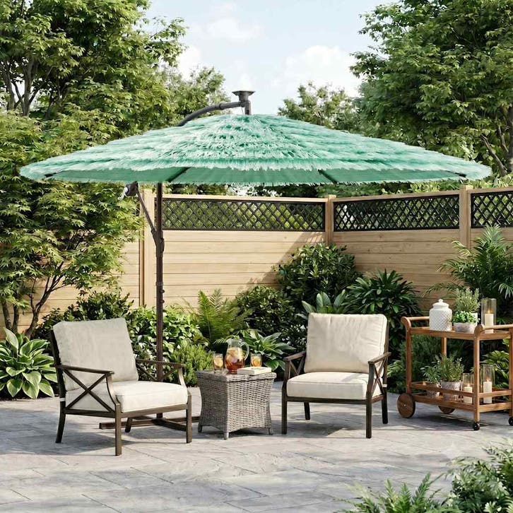 vidaXL Parasol met stalen paal 269x269x235 cm groen, Tuin en Terras, Parasols, Nieuw, Verzenden