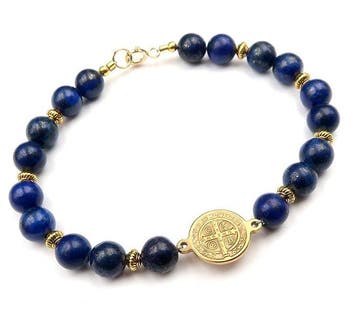 Lapis lazuli - Exorcismearmband – Sint-Benoïtskruis –