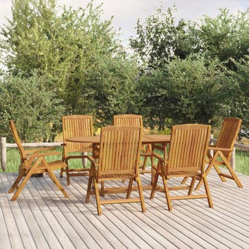 vidaXL 7-delige Tuinset massief teakhout, Tuin en Terras, Verzenden, Nieuw, Tuinset