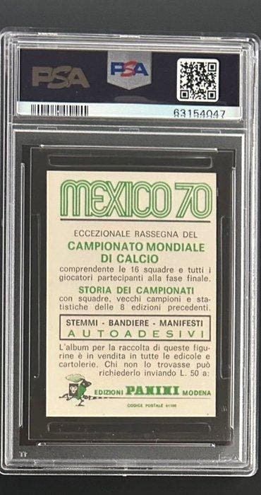 1970 Panini Panini Mexico 70 dos vert Eusébio Carte gradée -, Collections, Autocollants