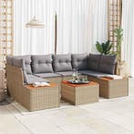 vidaXL Tuinbank Set met kussen 6 pcs Beige Poly rattan, Verzenden, Nieuw