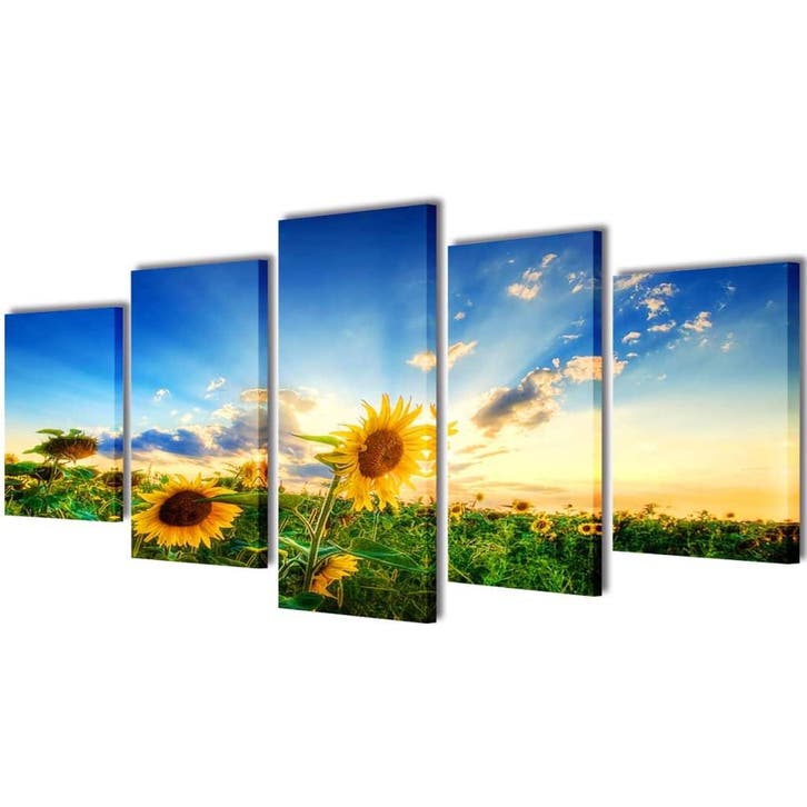 vidaXL Canvas muurdruk print zonnebloem 200 x 100 cm, Verzamelen, Posters, Nieuw, Verzenden