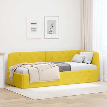 vidaXL Hoek Bed Frame Geel 80 x 200 cm Fluweel, Verzenden
