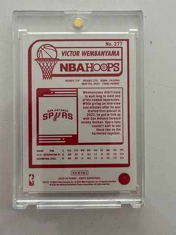 2023/24 Panini NBA Hoops Victor Wembanyama 277 Carte Rookie, Nieuw