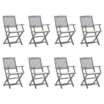 vidaXL Inklapbare stoelen 8 st met kussens massief, Verzenden, Nieuw