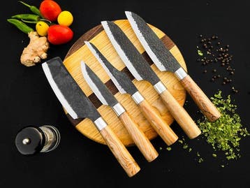 Keukenmes - Kitchen knife set - 575 - Staal, Hout,