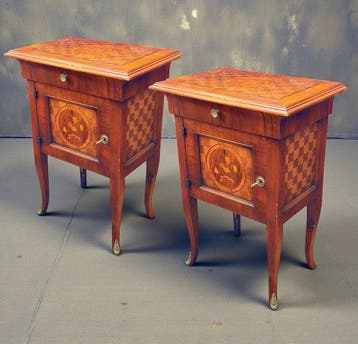 Bijzettafel - Hout, Messing - Luxe fijne marqueterie
