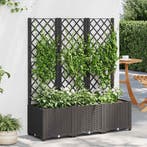 vidaXL Plantenbak met trellis zwart 120x40x136 cm PP, Verzenden, Nieuw