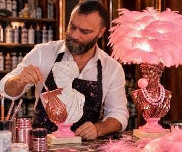 Lampe de table avec figurine - Résine - Lampe artisanale en, Nieuw